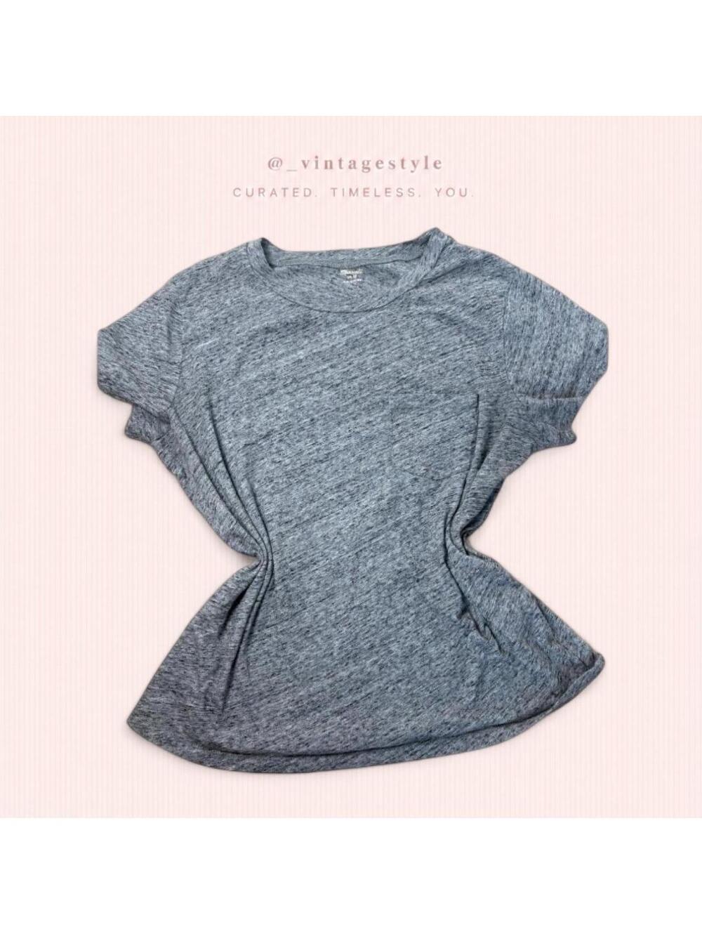 Madewell Women's Grey and Blue Tshirt